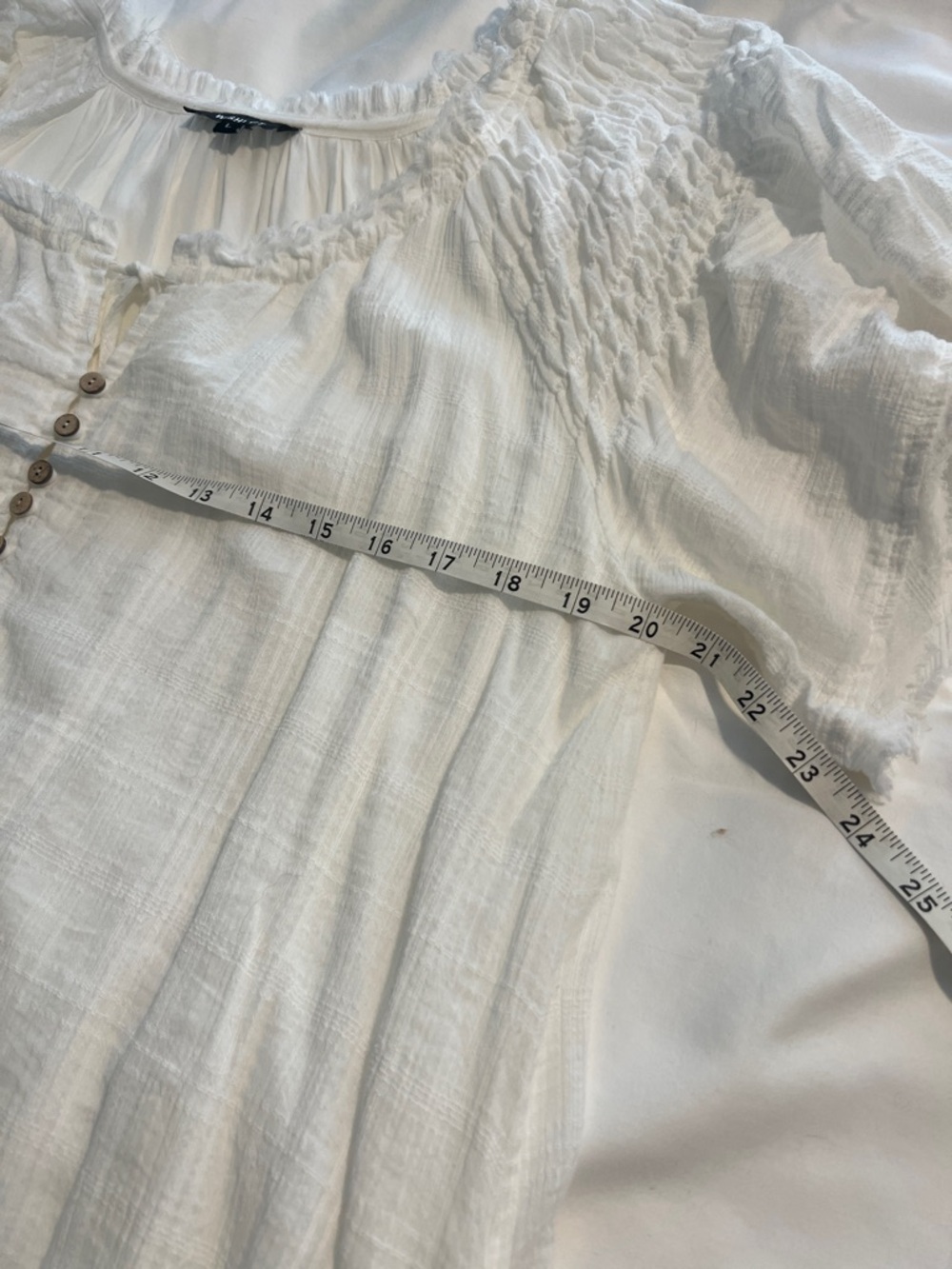 Wishlist Lined White Short-Sleeve Boho 100% cotton gauze dress with pockets - Picture 5 of 6
